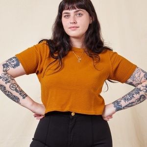 Big Bud Press Honeycomb Crop Top in Mustard